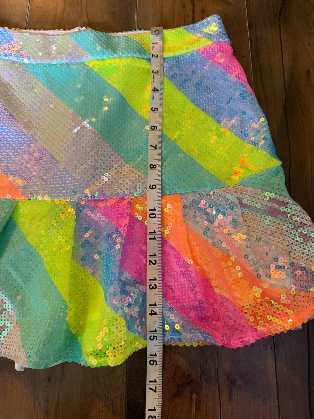 Queen of Sparkles | Neon Rainbow Sequin Skort | S - Picture 9 of 12